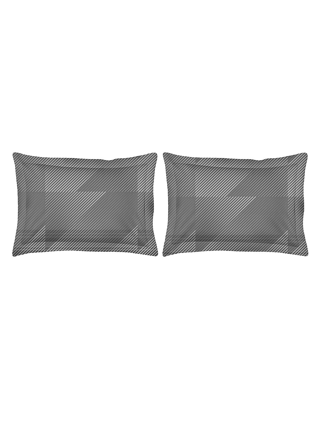 Mystic Hues 270 TC 100% cotton Super Fine Grey Colored Geometric Print King Bed Sheet Set