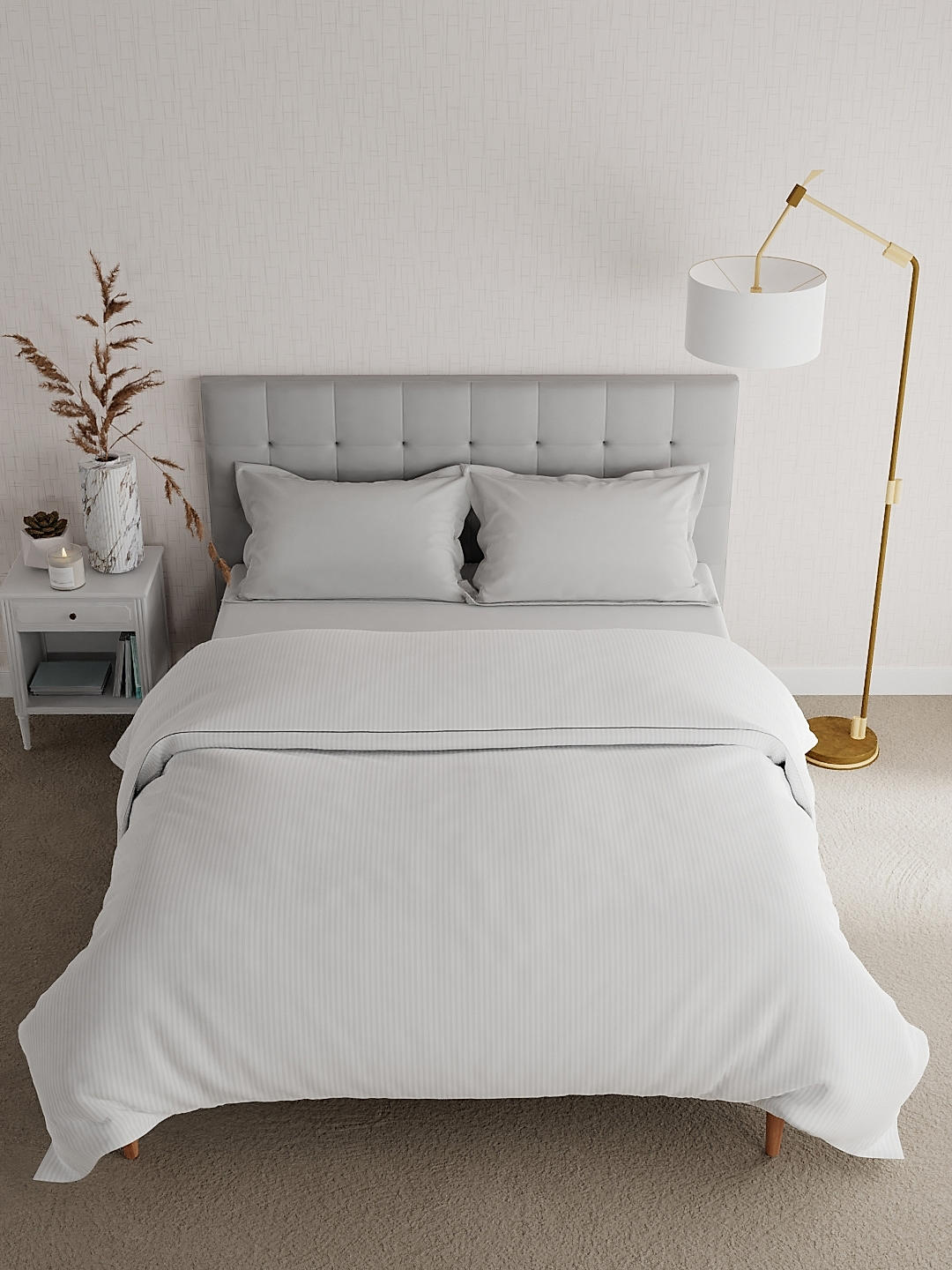 Mussette 600 TC 100% cotton Ultra Luxurious White Colored Solid Print Double Comforter