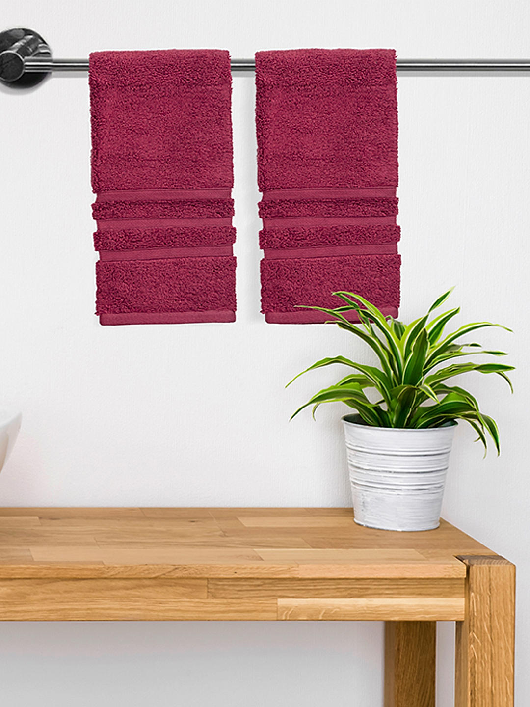 Kalpavriksha 550 gsm 100% Organic Cotton Soft & Fluffy Maroon Colored Hand Towel