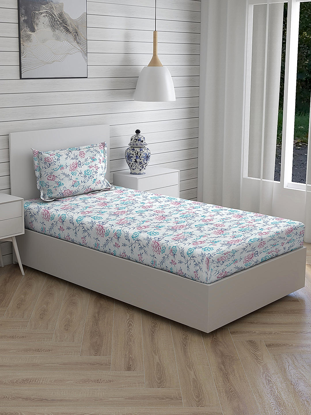 Iris Gaze-2 100% cotton Fine Multi Colored Floral Print Single Bed Sheet Set