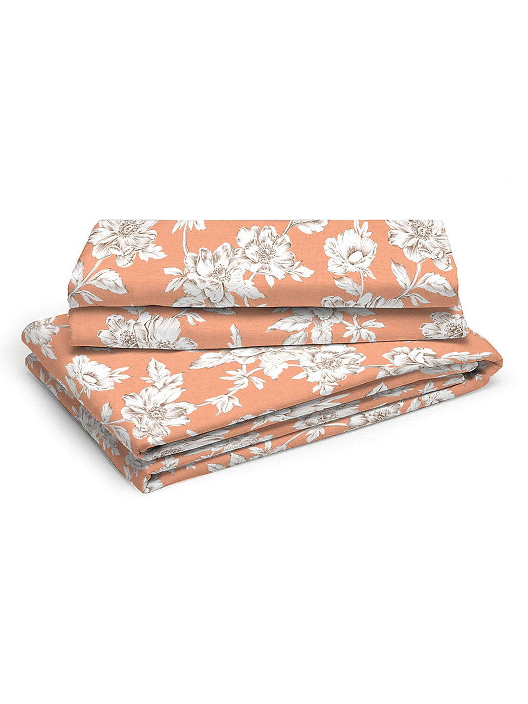 Signature Sateen 300 TC 100% cotton Ultra Fine Coral Colored Floral Print King Bed Sheet Set
