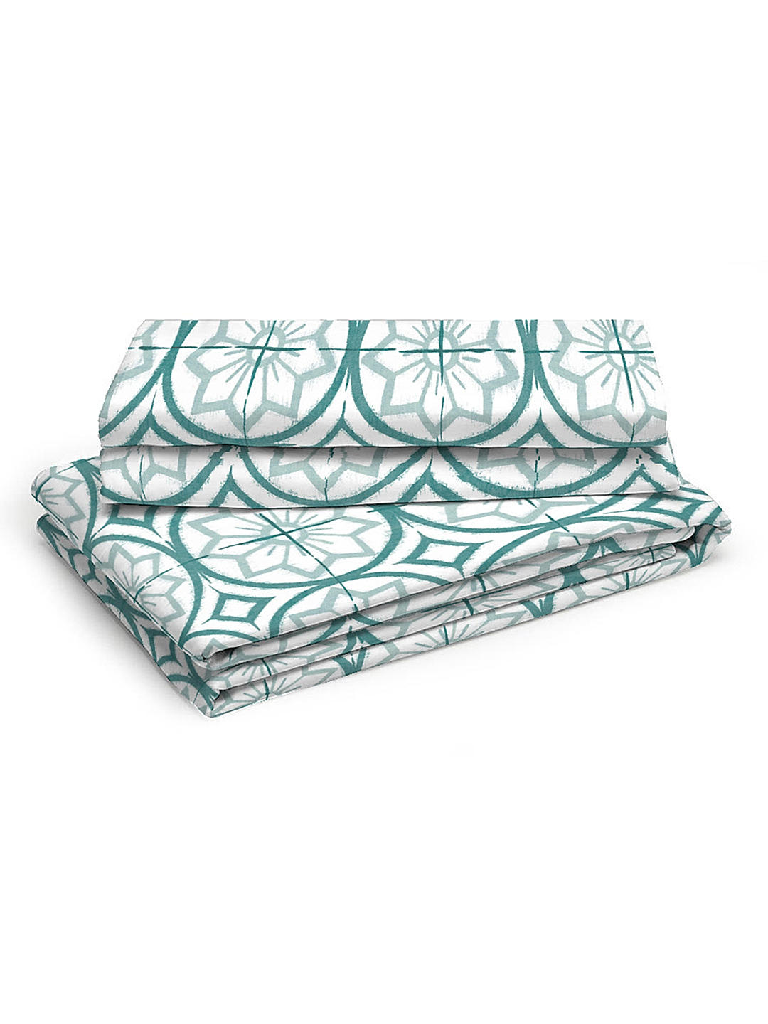 Signature Sateen 300 TC 100% cotton Ultra Fine Blue Colored Indian Print King Bed Sheet Set