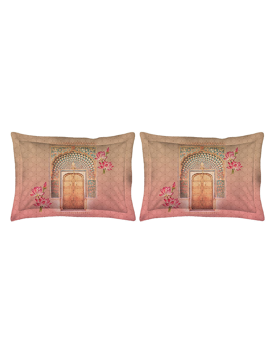 City Saga 270 TC 100% cotton Super Fine Brown/Pink Colored Indian Print King Bed Sheet Set