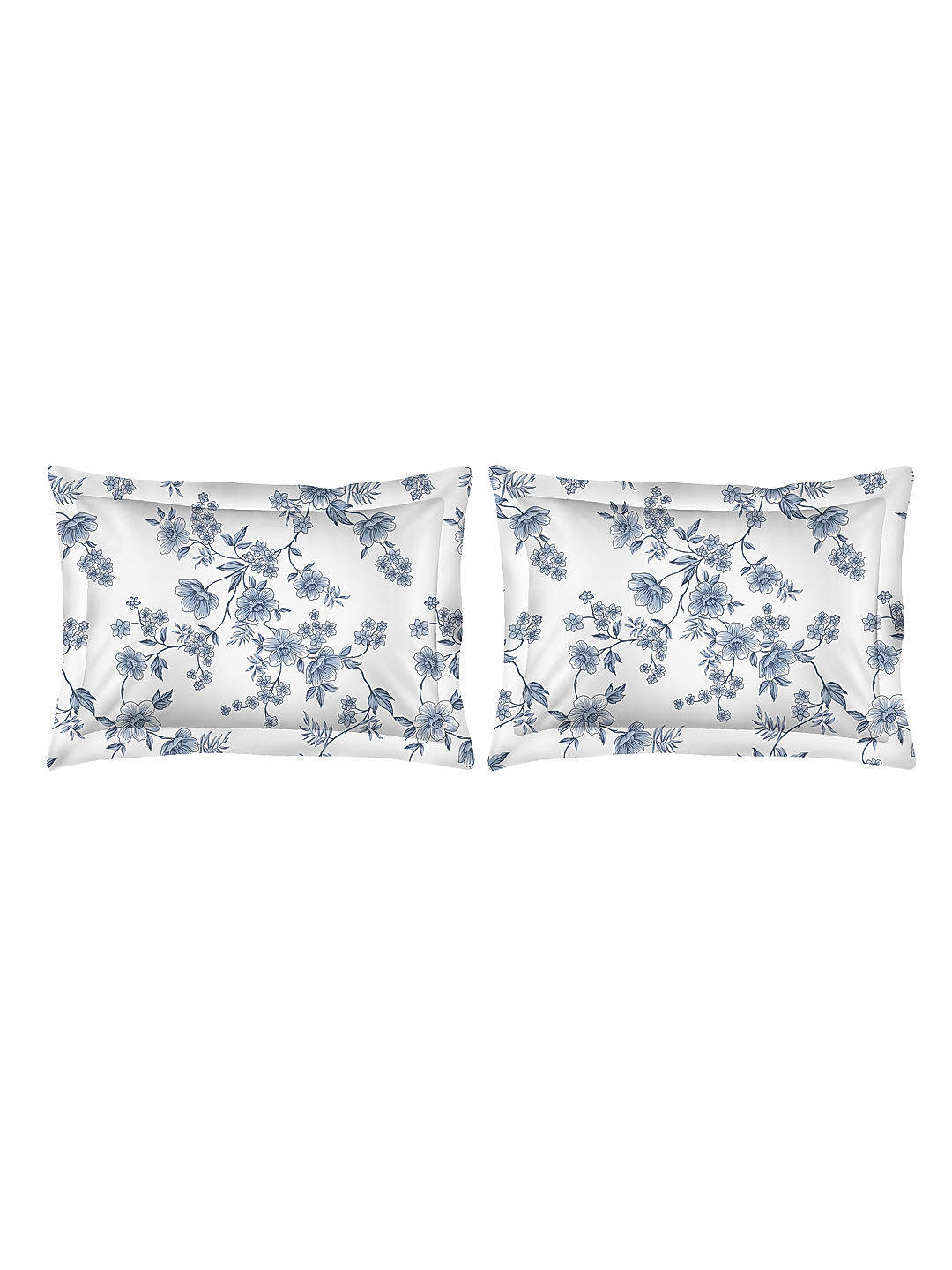 Cottage Garden-2 300 TC 100% cotton Ultra Fine White/Blue Colored Floral Print King Bed Sheet Set