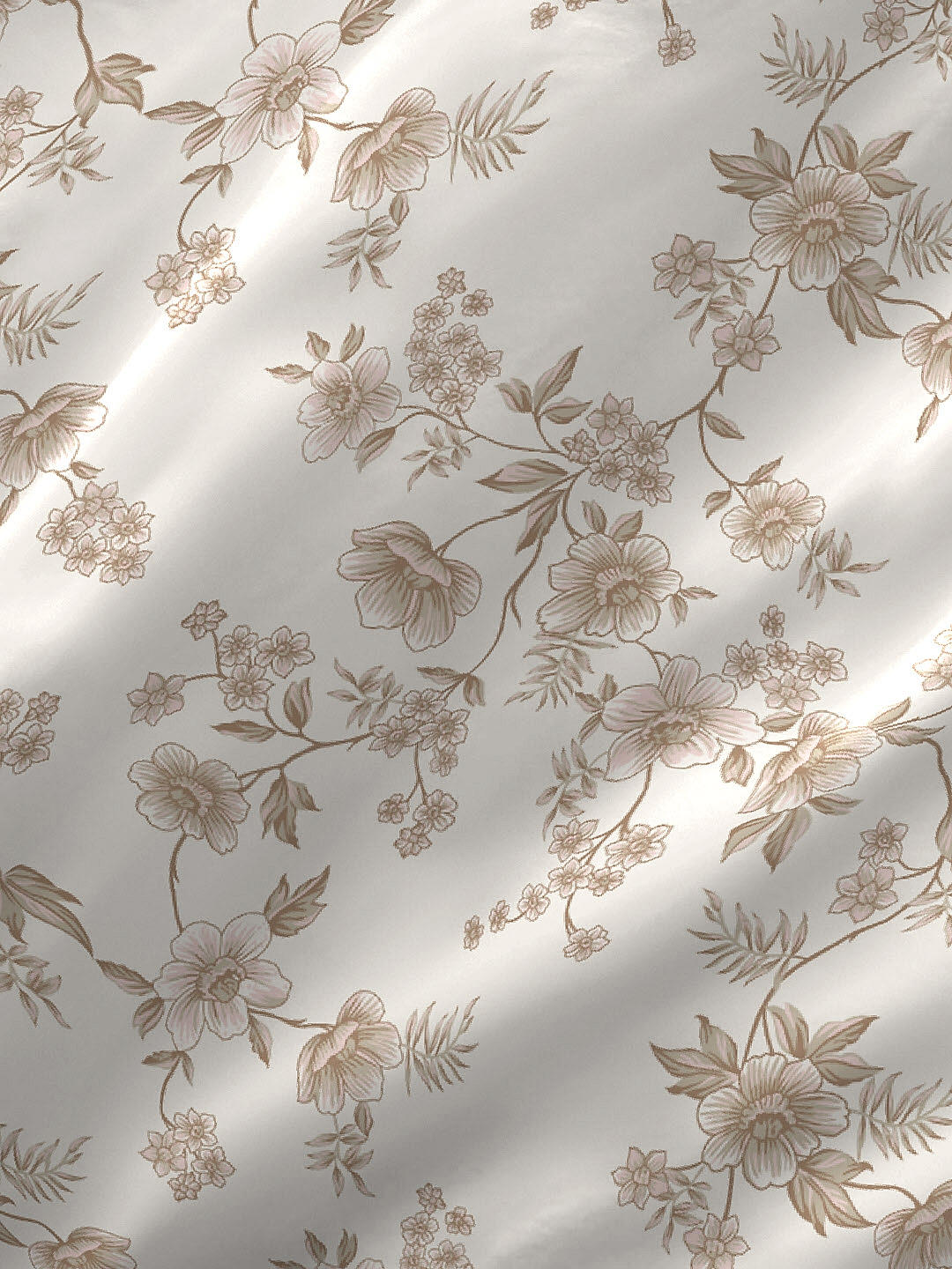 Cottage Garden-2 300 TC 100% cotton Ultra Fine Beige Colored Floral Print King Bed Sheet Set
