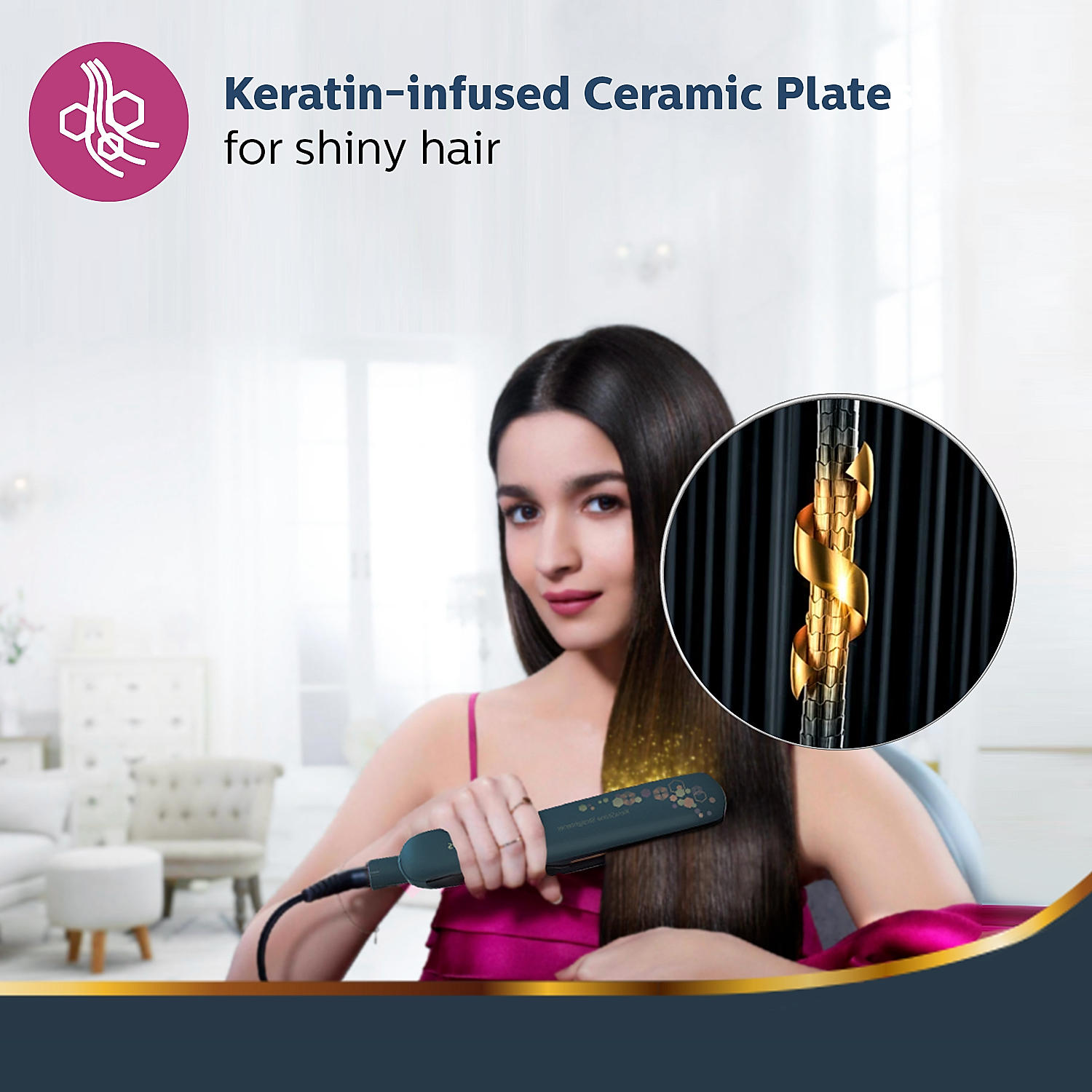 Hair Straightener SilkProtect Technology Keratin Infused Ceramic plates BHS397 40