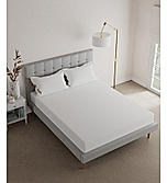 Pure Earth 100% Organic Cotton 300 TC White Satin Weave Anti Viral King Bedsheet with 2 Pillow Covers