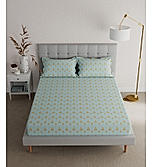Celebrity 400 TC 100% Cotton Ultra Fine Blue Floral Print King Bedsheet Set