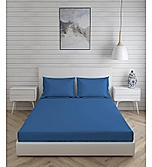 Kalpavriksha Cotton Bamboo 300 TC Blue Solid Print King Bedsheet with 2 Pillow Covers