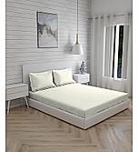 Kalpavriksha Cotton Bamboo 300 TC Ivory Solid Print King Bedsheet with 2 Pillow Covers
