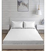 Kalpavriksha Cotton Bamboo 300 TC White Solid Print King Bedsheet with 2 Pillow Covers
