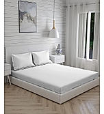 Kalpavriksha Cotton Bamboo 300 TC White Solid Print King Bedsheet with 2 Pillow Covers