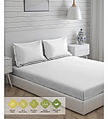 Kalpavriksha Cotton Bamboo 300 TC White Solid Print King Bedsheet with 2 Pillow Covers