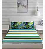 Rasta Rhyms 100% Fine Cotton Multicolor Stripes Print King Bedsheet Set