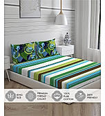 Rasta Rhyms 100% Fine Cotton Multicolor Stripes Print King Bedsheet Set