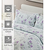 Valatia 200 TC 100% Cotton Blue Printed Flat King Bedsheet with 2 Pillow Covers