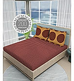 Heritage Walk 100% Egyptian Cotton Durable Fabric 200 TC King Ethnic Print Bedsheet with 2 Pillow Covers