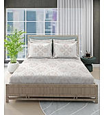 Luxe Loom Super Fine Quality 100% Cotton 600 TC Satin Weave Off White King Bedsheet with 4 Pillow Covers