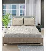 Luxe Loom Super Fine Quality 100% Cotton 600 TC Satin Weave Beige King Bedsheet with 4 Pillow Covers