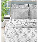 Luxe Loom Super Fine Quality 100% Cotton 600 TC Satin Weave Grey King Bedsheet with 4 Pillow Covers