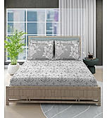 Luxe Loom Super Fine Quality 100% Cotton 600 TC Satin Weave Grey King Bedsheet with 4 Pillow Covers