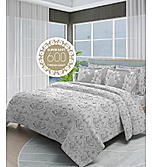 Luxe Loom Super Fine Quality 100% Cotton 600 TC Satin Weave Grey King Bedsheet with 4 Pillow Covers