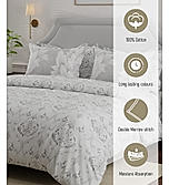 Luxe Loom Super Fine Quality 100% Cotton 600 TC Satin Weave Grey King Bedsheet with 4 Pillow Covers