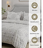 Luxe Loom Super Fine Quality 100% Cotton 600 TC Satin Weave Grey King Bedsheet with 4 Pillow Covers