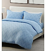 Radiance 825 TC Cotton Polyester Blended Fabric Blue King Bedsheet with 2 Pillow Covers