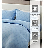 Radiance 825 TC Cotton Polyester Blended Fabric Blue King Bedsheet with 2 Pillow Covers