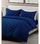 Radiance 825 TC Cotton Polyester Blended Fabric Satin Weave Navy Blue King Bedsheet with 2 Pillow Covers