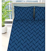 Radiance 825 TC Cotton Polyester Blended Fabric Satin Weave Navy Blue King Bedsheet with 2 Pillow Covers