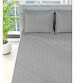 Radiance 825 TC Cotton Polyester Blended Fabric Satin Weave Grey King Bedsheet with 2 Pillow Covers