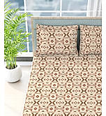 Alpha Geo Valatia 100% Cotton 200 TC Plain Weave Ethnic Print King Bedsheet with 2 Pillow Covers