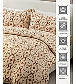 Alpha Geo Valatia 100% Cotton 200 TC Plain Weave Ethnic Print King Bedsheet with 2 Pillow Covers