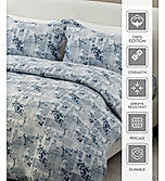 Alpha Geo Valatia 100% Cotton 200 TC Plain Weave Floral Print King Bedsheet with 2 Pillow Covers