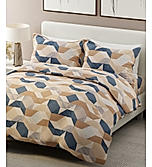 Alpha Geo Valatia 100% Cotton 200 TC Plain Weave Geometric Print King Bedsheet with 2 Pillow Covers