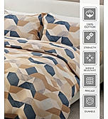 Alpha Geo Valatia 100% Cotton 200 TC Plain Weave Geometric Print King Bedsheet with 2 Pillow Covers