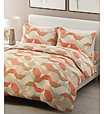 Alpha Geo Valatia 100% Cotton 200 TC Plain Weave Geometric Print King Bedsheet with 2 Pillow Covers