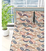 Alpha Geo Valatia 100% Cotton 200 TC Plain Weave Geometric Print King Bedsheet with 2 Pillow Covers