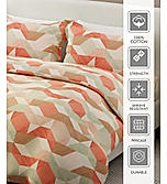 Alpha Geo Valatia 100% Cotton 200 TC Plain Weave Geometric Print King Bedsheet with 2 Pillow Covers