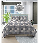 Alpha Geo Valatia 100% Cotton 200 TC Plain Weave Geometric Print King Bedsheet with 2 Pillow Covers