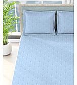 Radiance 825 TC Cotton Polyester Blended Fabric Satin Weave Blue King Bedsheet with 2 Pillow Covers