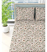Siesta 100% Cotton 200 TC Floral Print King Bedsheet with 2 Pillow Covers