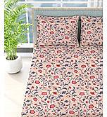 Siesta 100% Cotton 200 TC Floral Print King Bedsheet with 2 Pillow Covers