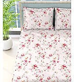 Nature Bouquet 100% Cotton 300 TC Pink Floral Print Scented King Bedsheet with 2 Pillow Covers (Rose Fragrance)