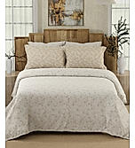 Isabella 500 TC Tencel Cotton King Size Bedsheet with 4 Pillow Covers (Double Marrow Stitch) - Beige & White Floral Print