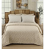 Isabella 500 TC Tencel Cotton King Size Bedsheet with 4 Pillow Covers (Double Marrow Stitch) - Beige & White Floral Print
