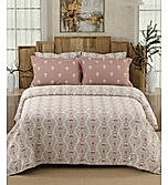 Isabella 500 TC Tencel Cotton King Size Bedsheet with 4 Pillow Covers (Double Marrow Stitch) - Pink & White Ethnic Print