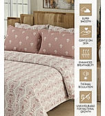 Isabella 500 TC Tencel Cotton King Size Bedsheet with 4 Pillow Covers (Double Marrow Stitch) - Pink & White Ethnic Print